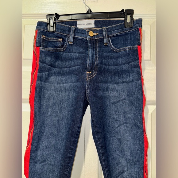 Etienne Marcel Jeans w/ red zipper. Raw hem. Size 27. GUC - Picture 3 of 16
